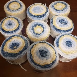 Lot of 9 Bernat Velvet Stripes Yarn Cashmere Sand